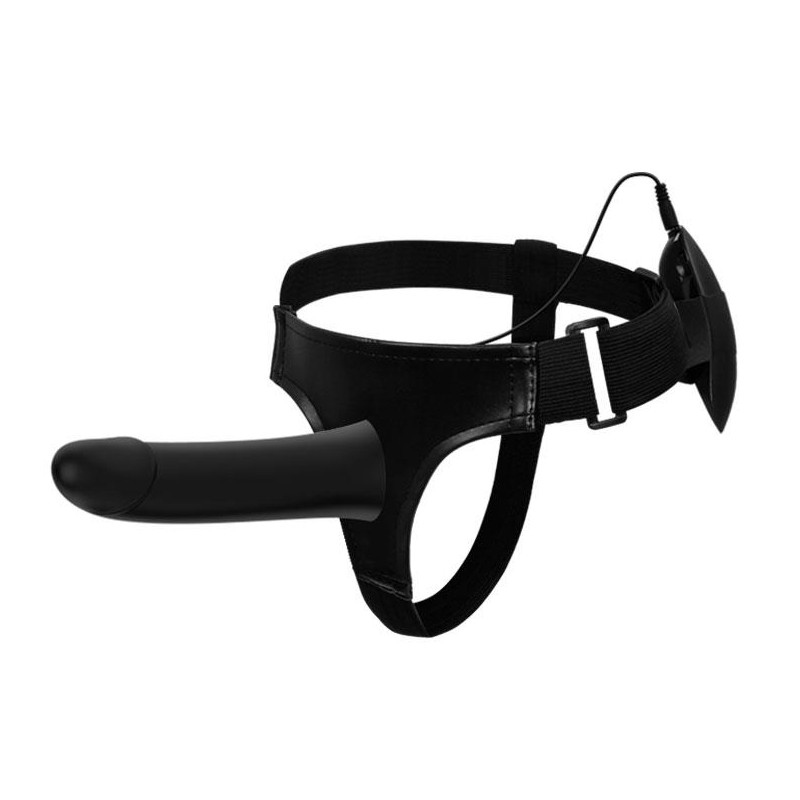 Penis na paskach strapon wibrujący z uprzężą 17 cm