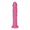 Prosty różowy żylasty penis z przyssawką 16,5 cm