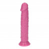 Prosty różowy żylasty penis z przyssawką 16,5 cm