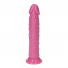 Prosty różowy żylasty penis z przyssawką 16,5 cm
