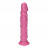 Prosty różowy żylasty penis z przyssawką 16,5 cm