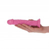 Prosty różowy żylasty penis z przyssawką 16,5 cm