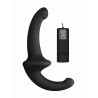 Strap-on podwójne prążkowane dildo czarne wibracja