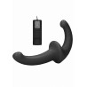 Strap-on podwójne prążkowane dildo czarne wibracja