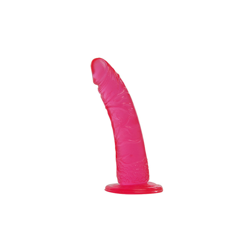 Równe różowe dildo żylaste gumowe z przyssawką