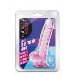 NATURALLY YOURS  6" CRYSTALLINE DILDO  ROSE