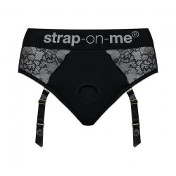 Sexowne koronkowe majtki uprząż na strap-on czarne
