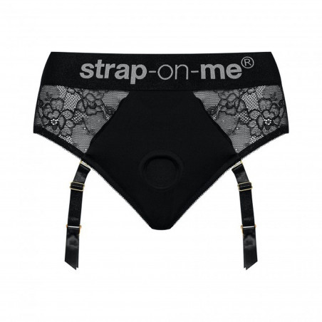 Sexowne koronkowe majtki uprząż na strap-on czarne