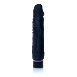 Wibrator czarny z cyberskóry naturalny penis