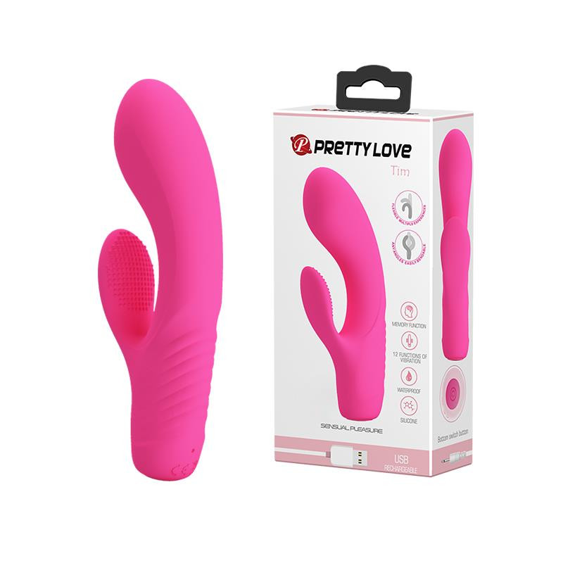 Wibrator z masażerem łechtaczki i wypustkami 15cm Wibrator z masażerem łechtaczki i wypustkami 15cm