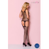 Bodystocking jak top z pończochami otwarty krok