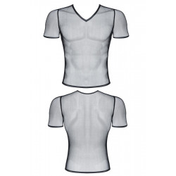 Męski t-shirt z elastycznej siatki w serek s