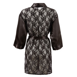 Szlafrok satynowy z koronką seksowne kimono L/XL
