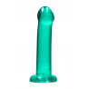 Dildo gładkie zielone z mocną przyssawką 17 cm