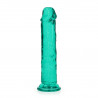 Żelowe zielone dildo z przyssawką waginalne i analne 20 cm