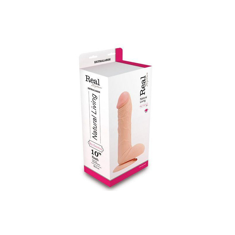 Sterczący penis z jądrami wibrator przyssawka 25cm