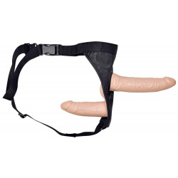 Uprząż z podwójnym dildo penisem sex lesbijski