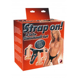 Uprząż szelki majtki do strap-on 3 penisy dildo