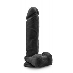 Silikonowe gładkie czarne dildo z przyssawką 23 cm