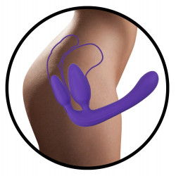 Potrójne dildo strap-on penetracja każdej dziurki